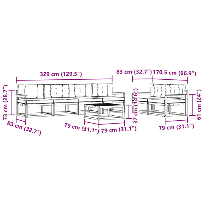 Set de canapele de exterior 7 pcs Gri natural și deschis - WALTI WALTI