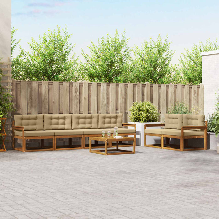 Set de canapele de exterior cu pernă 7 pcs Natural și Bej - WALTI WALTI