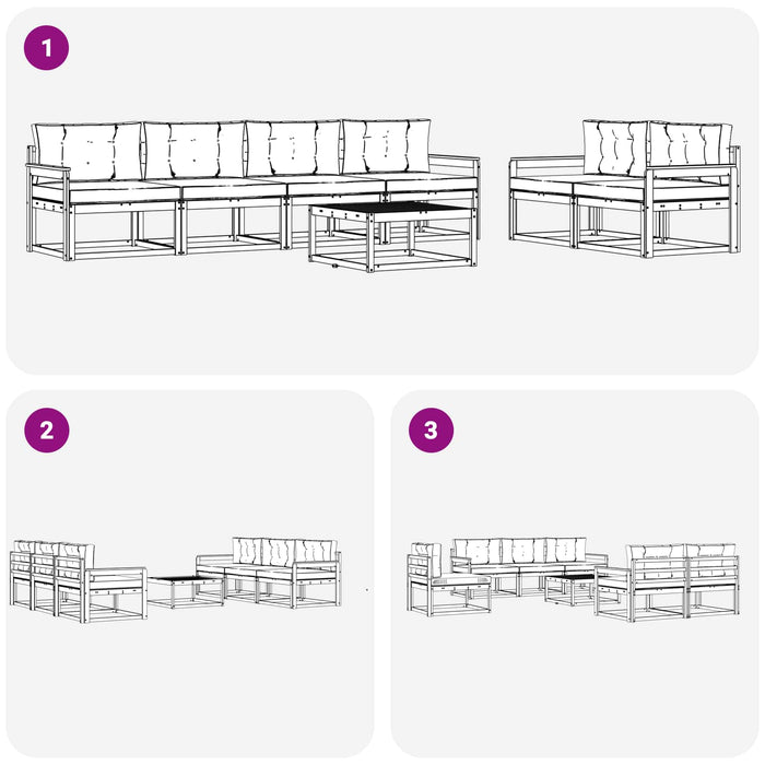 Set de canapele de exterior cu pernă 7 pcs Natural și Bej - WALTI WALTI
