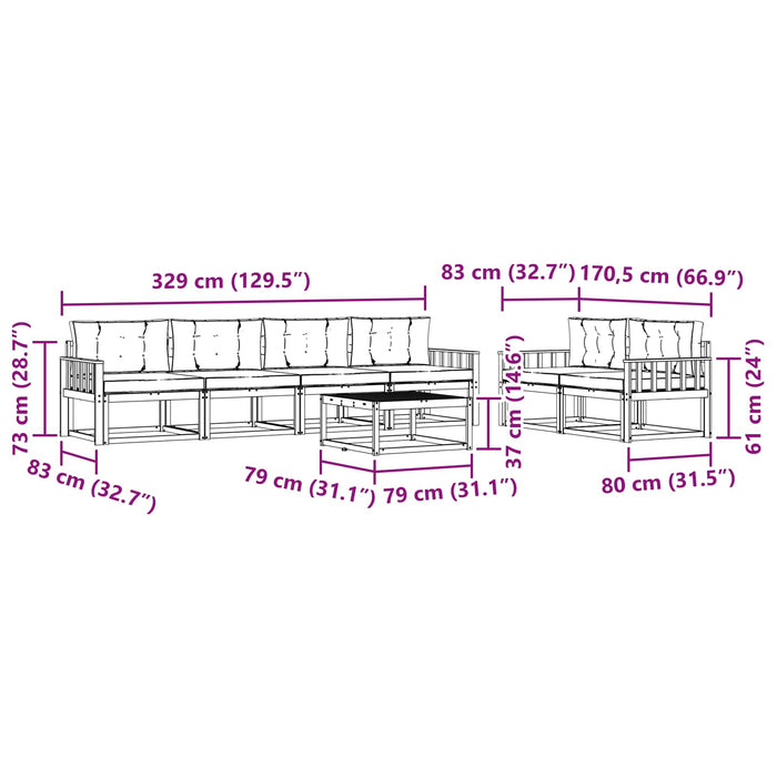 Set de canapele de exterior cu pernă 7 pcs Natural și Antracit - WALTI WALTI
