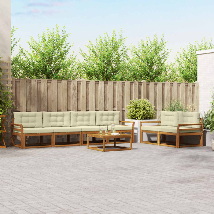 Set de canapele de exterior cu pernă 7 pcs Natural și Crem - WALTI WALTI