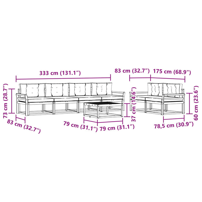 Set de canapele de exterior cu pernă 7 pcs Natural și Crem - WALTI WALTI