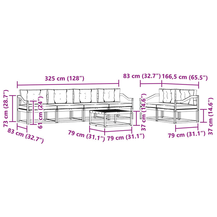 Set de canapele de exterior cu pernă 7 pcs Natural și Crem - WALTI WALTI