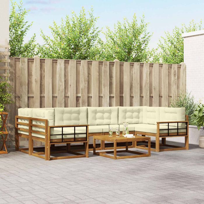 Set de canapele de exterior cu pernă 7 pcs Natural și Crem - WALTI WALTI