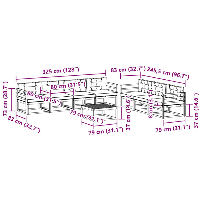 Set de canapele de exterior cu pernă 8 pcs Natural și Antracit - WALTI WALTI