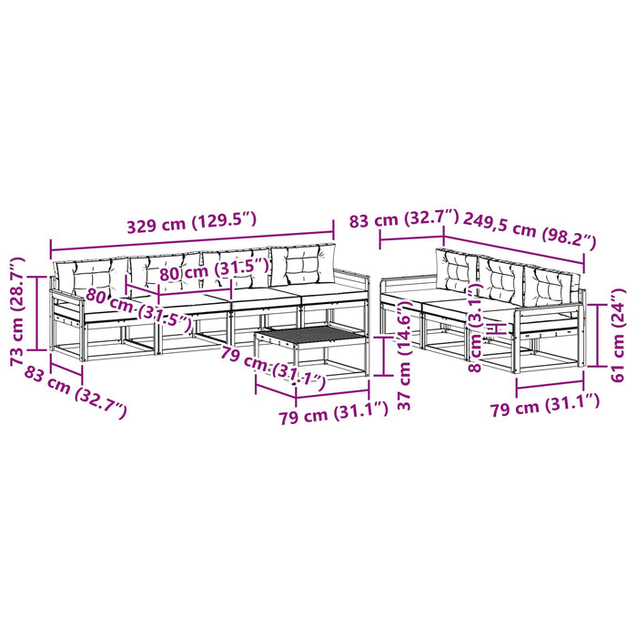 Set de canapele de exterior cu pernă 8 pcs Natural și Antracit - WALTI WALTI