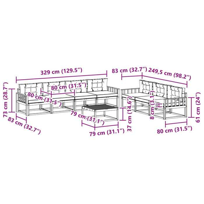 Set de canapele de exterior cu pernă 8 pcs Natural și Crem - WALTI WALTI