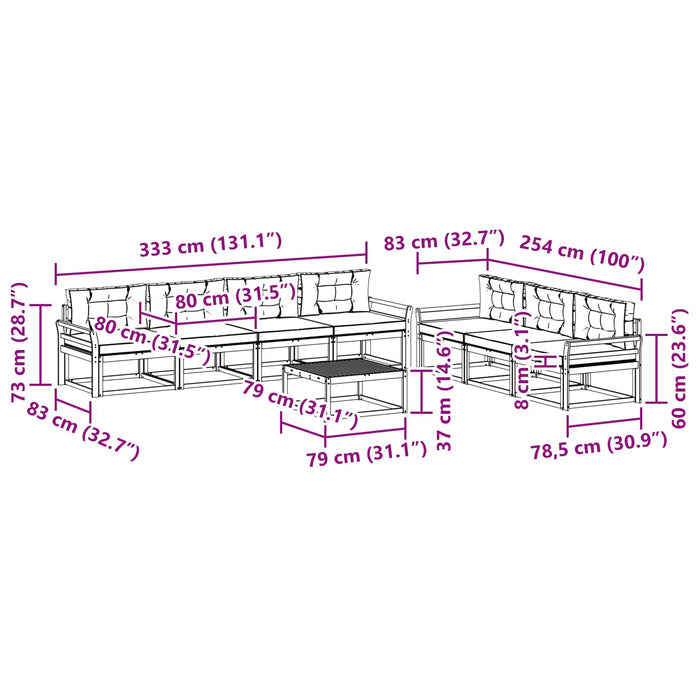 Set de canapele de exterior cu pernă 8 pcs Natural și Bej - WALTI WALTI