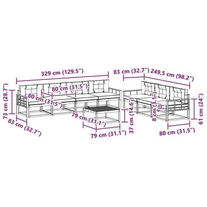 Set de canapele de exterior cu pernă 8 pcs Natural și Antracit - WALTI WALTI