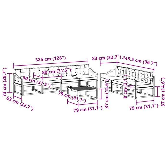 Set de canapele de exterior cu pernă 8 pcs Natural și Bej - WALTI WALTI