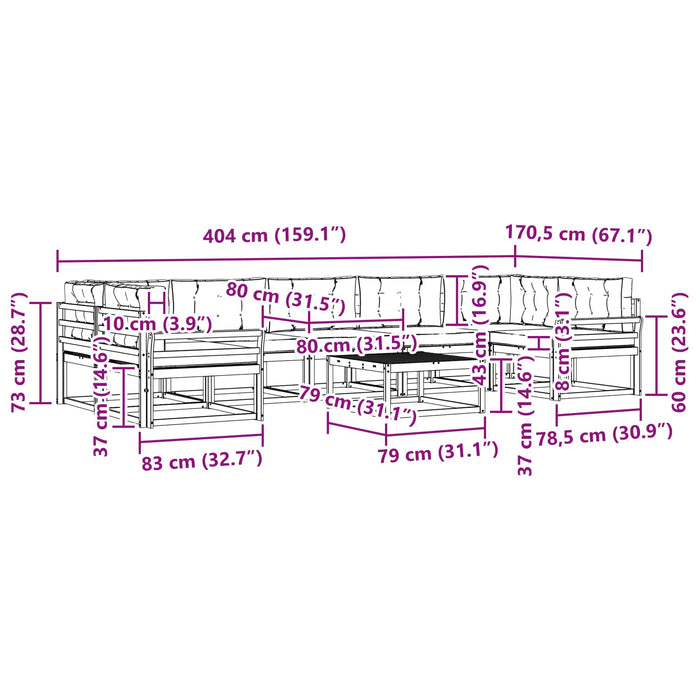 Set de canapele de exterior cu pernă 8 pcs Natural și Bej - WALTI WALTI