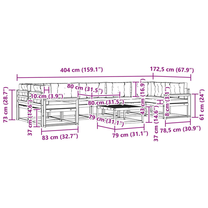 Set de canapele de exterior cu pernă 8 pcs Natural și Bej - WALTI WALTI