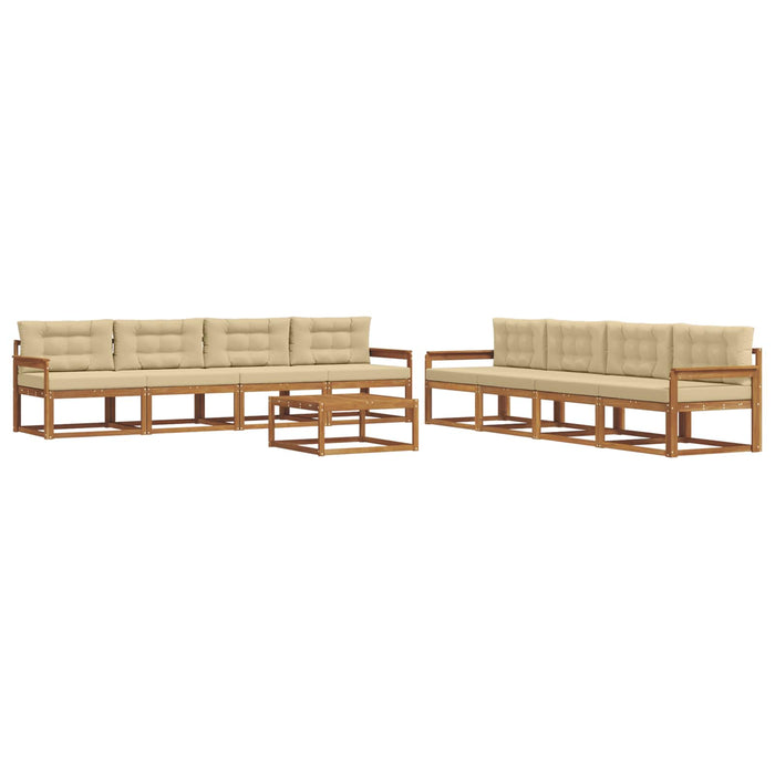 Set de canapele de exterior cu pernă 9 pcs Natural și Bej WALTI