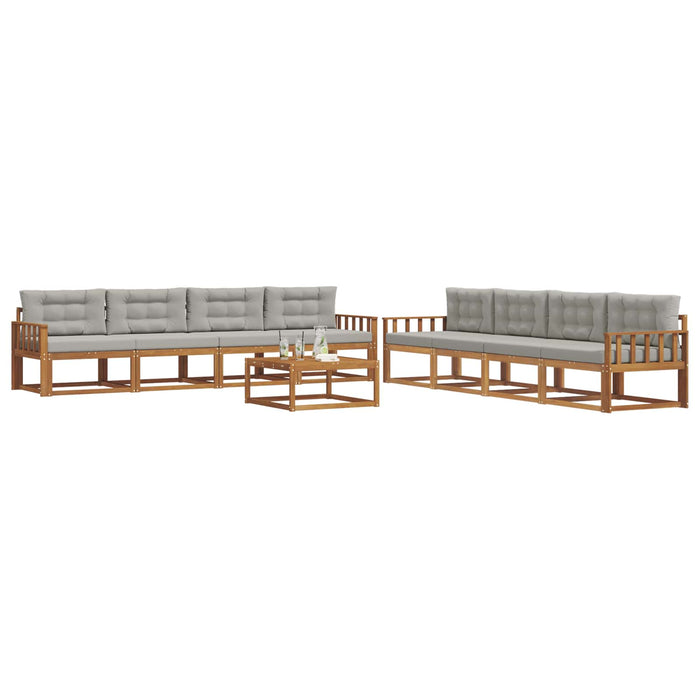 Set de canapele de exterior 9 pcs Gri natural și deschis WALTI
