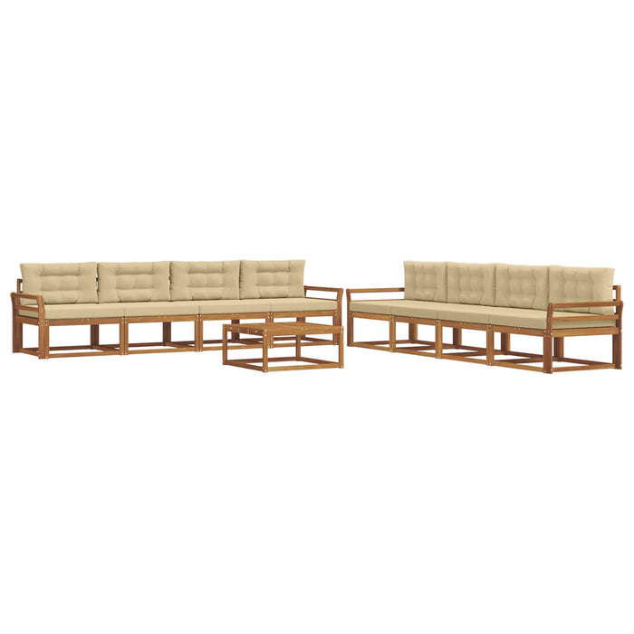 Set de canapele de exterior cu pernă 9 pcs Natural și Bej WALTI