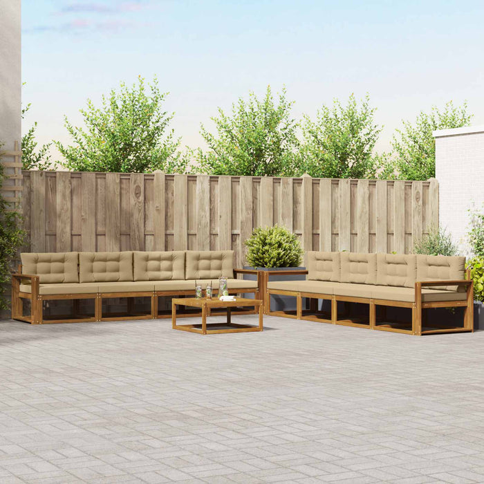 Set de canapele de exterior cu pernă 9 pcs Natural și Bej WALTI