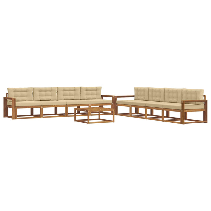Set de canapele de exterior cu pernă 9 pcs Natural și Bej WALTI