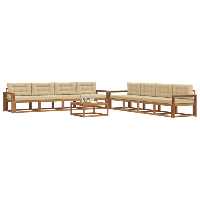 Set de canapele de exterior cu pernă 9 pcs Natural și Bej WALTI