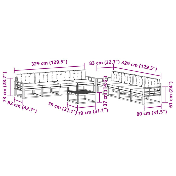 Set de canapele de exterior cu pernă 9 pcs Natural și Antracit - WALTI WALTI