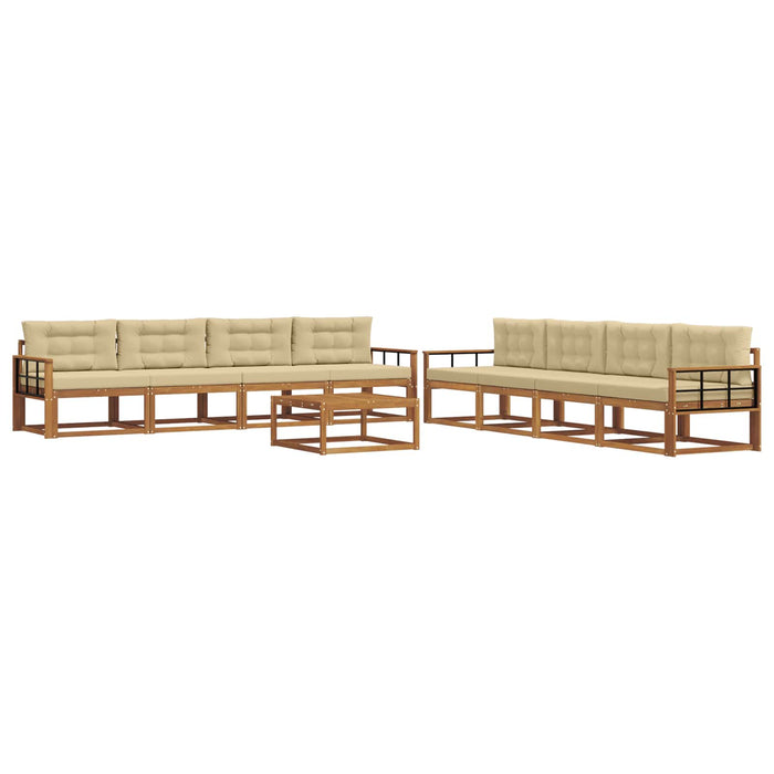 Set de canapele de exterior cu pernă 9 pcs Natural și Bej WALTI