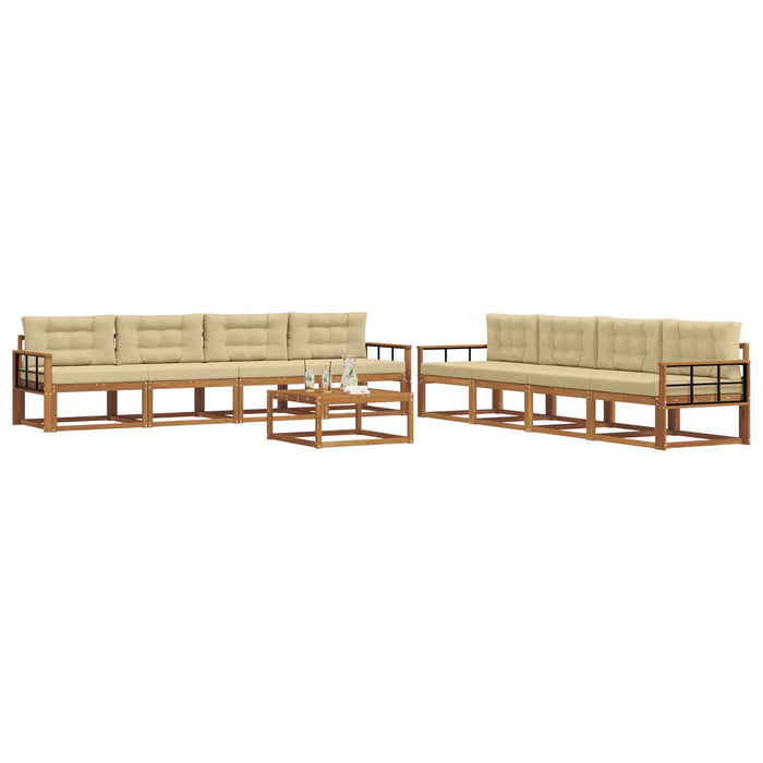 Set de canapele de exterior cu pernă 9 pcs Natural și Bej WALTI