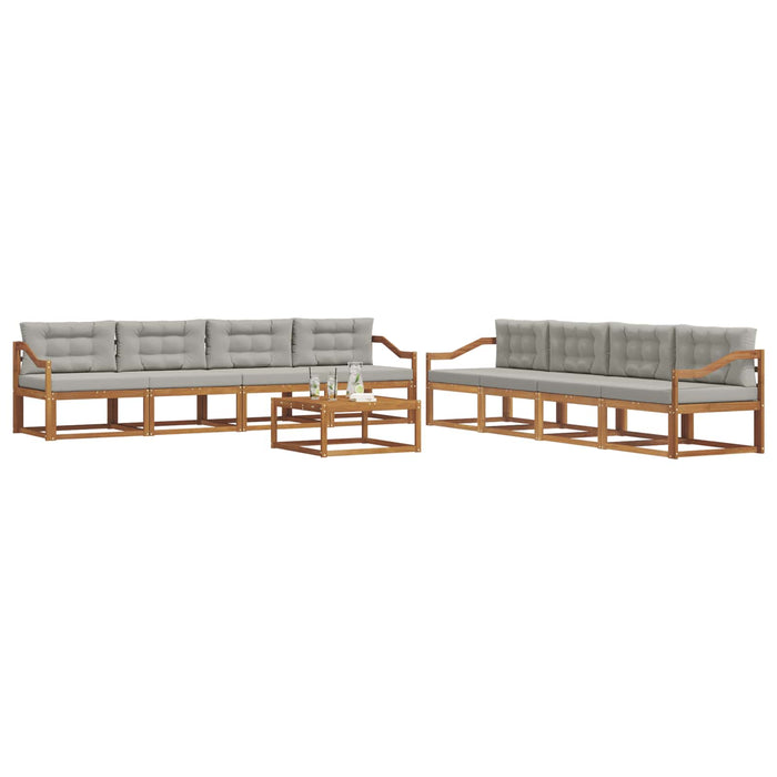 Set de canapele de exterior 9 pcs Gri natural și deschis WALTI