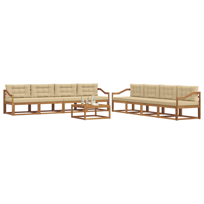 Set de canapele de exterior cu pernă 9 pcs Natural și Bej WALTI