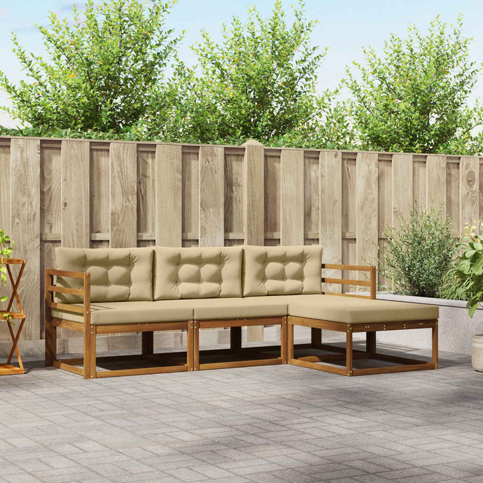 Set de canapele de exterior cu pernă 4 pcs Natural și Bej WALTI
