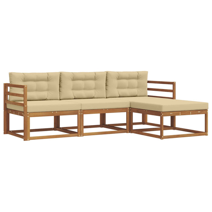 Set de canapele de exterior cu pernă 4 pcs Natural și Bej WALTI