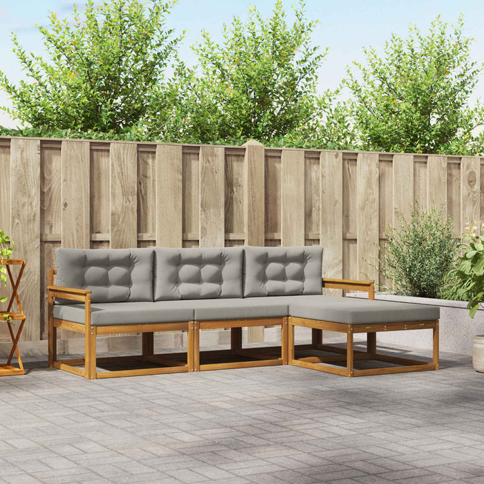 Set de canapele de exterior 4 pcs Gri natural și deschis WALTI