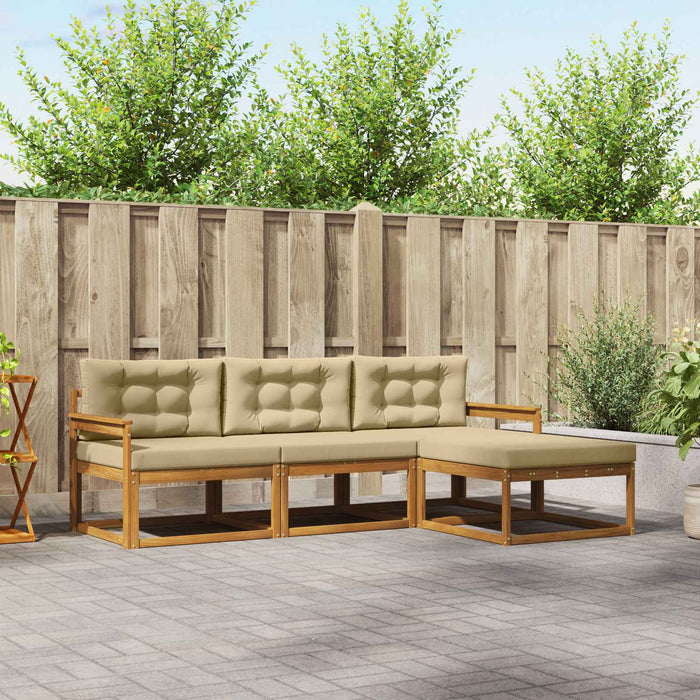 Set de canapele de exterior cu pernă 4 pcs Natural și Bej WALTI