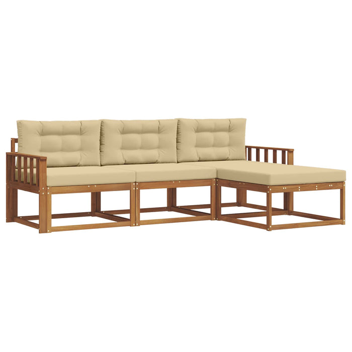 Set de canapele de exterior cu pernă 4 pcs Natural și Bej WALTI