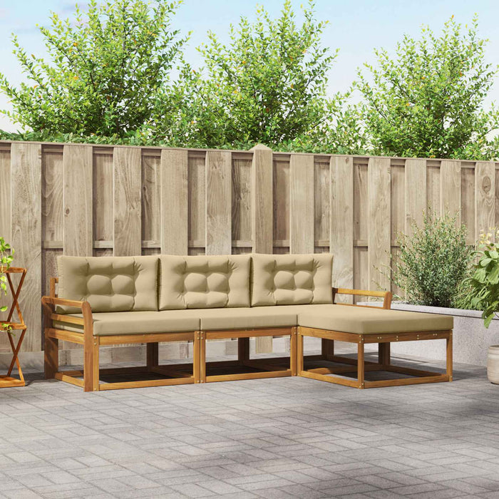 Set de canapele de exterior cu pernă 4 pcs Natural și Bej WALTI