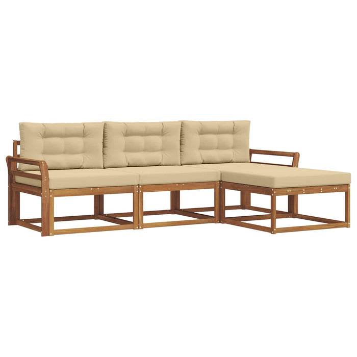 Set de canapele de exterior cu pernă 4 pcs Natural și Bej WALTI