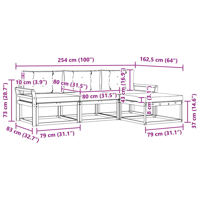 Set de canapele de exterior cu pernă 4 pcs Natural și Bej WALTI