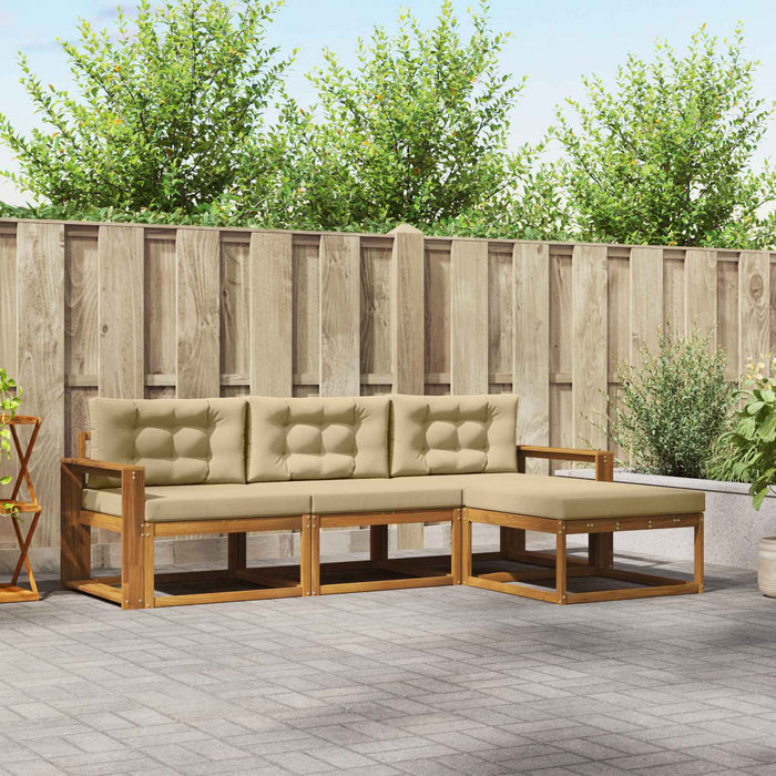 Set de canapele de exterior cu pernă 4 pcs Natural și Bej WALTI