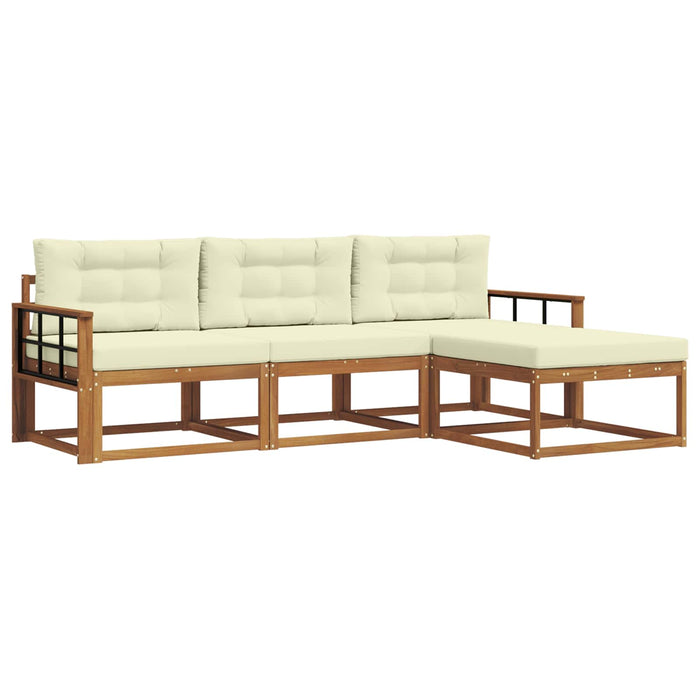 Set de canapele de exterior cu pernă 4 pcs Natural și Crem WALTI