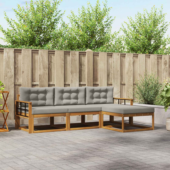 Set de canapele de exterior 4 pcs Gri natural și deschis WALTI