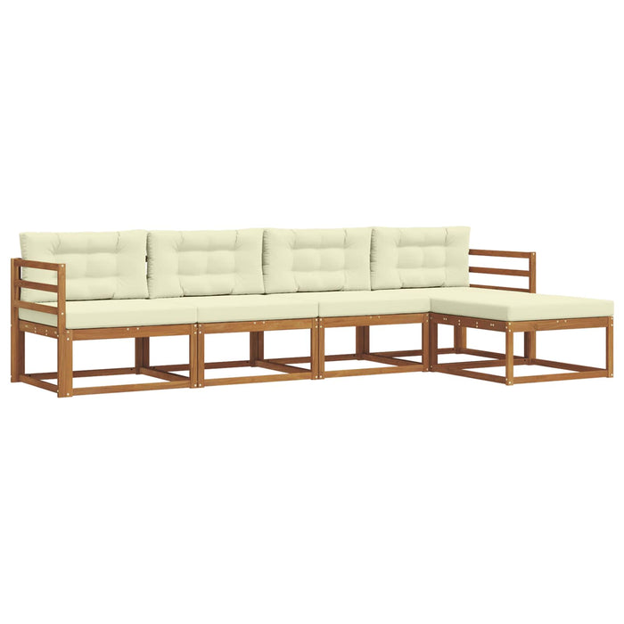 Set de canapele de exterior cu pernă 5 pcs Natural și Crem WALTI