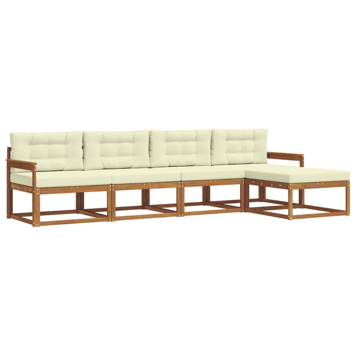 Set de canapele de exterior cu pernă 5 pcs Natural și Crem WALTI