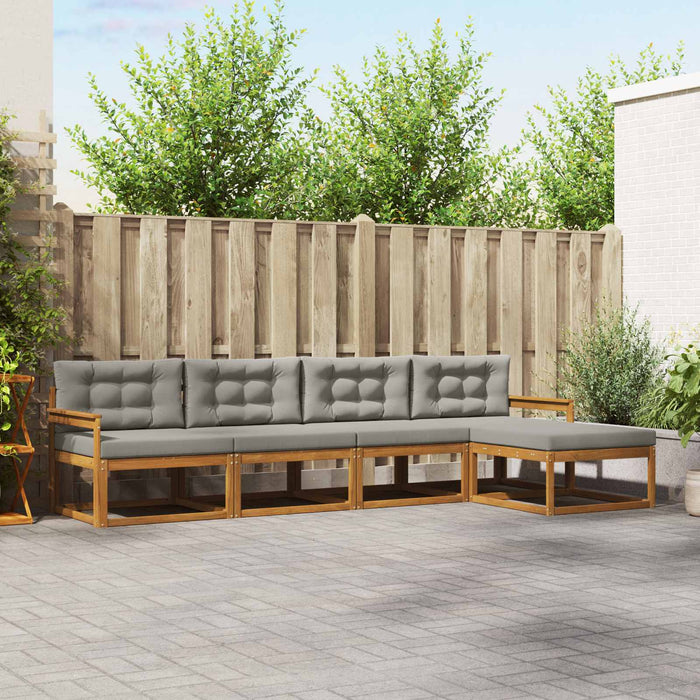Set de canapele de exterior 5 pcs Gri natural și deschis WALTI