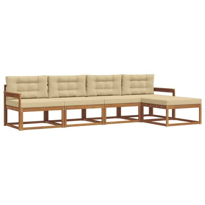 Set de canapele de exterior cu pernă 5 pcs Natural și Bej WALTI