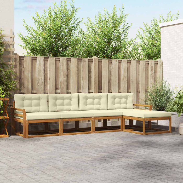 Set de canapele de exterior cu pernă 5 pcs Natural și Crem - WALTI WALTI