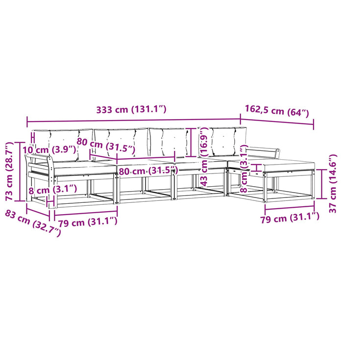 Set de canapele de exterior cu pernă 5 pcs Natural și Crem - WALTI WALTI