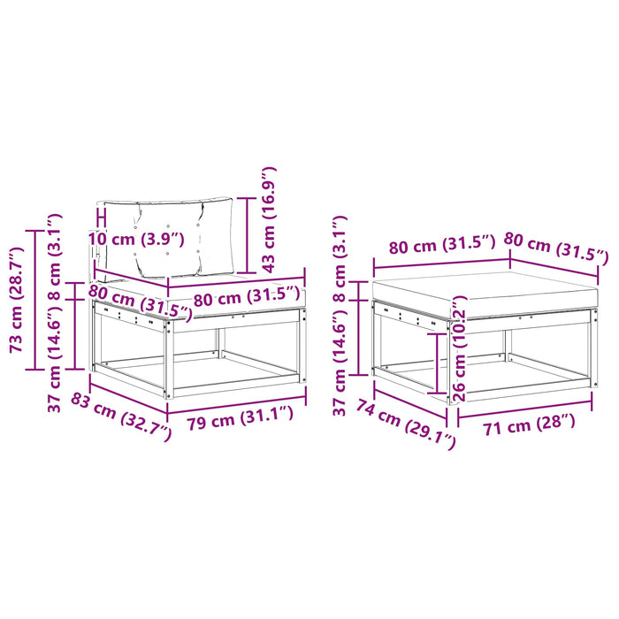 Set de canapele de exterior cu pernă 5 pcs Natural și Crem - WALTI WALTI