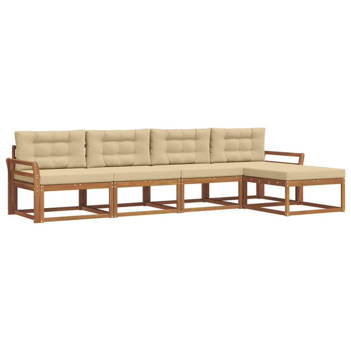 Set de canapele de exterior cu pernă 5 pcs Natural și Bej WALTI