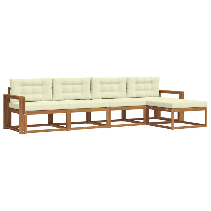 Set de canapele de exterior cu pernă 5 pcs Natural și Crem WALTI