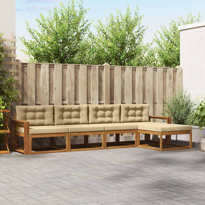 Set de canapele de exterior cu pernă 5 pcs Natural și Bej WALTI