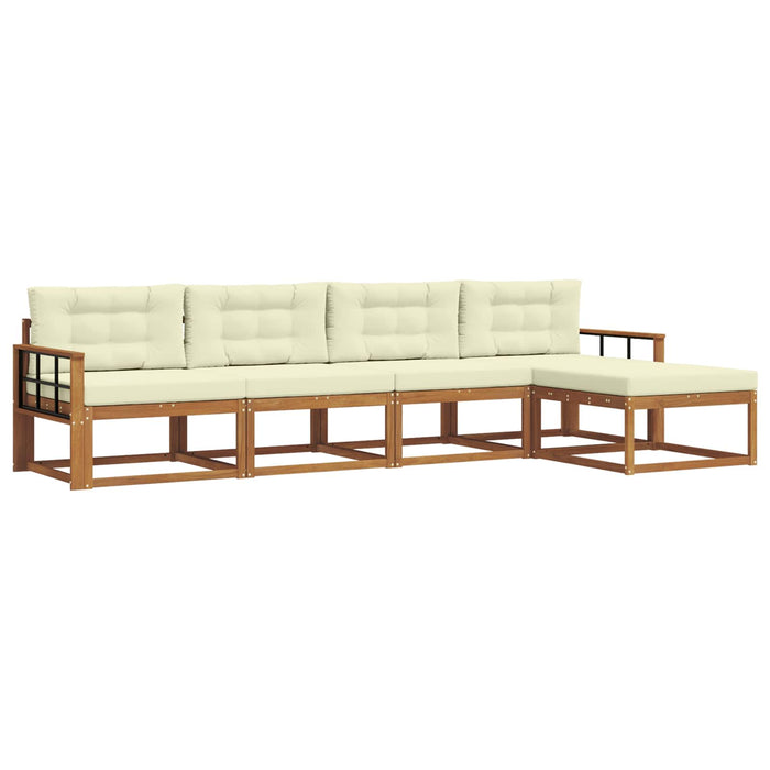Set de canapele de exterior cu pernă 5 pcs Natural și Crem WALTI