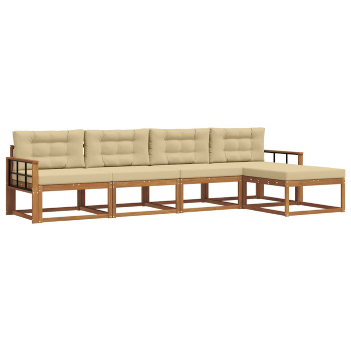 Set de canapele de exterior cu pernă 5 pcs Natural și Bej WALTI